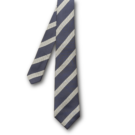 Regent - Woven Silk Tie - Slate Grey with Printed Motorbike Tread - Regent Tailoring Salisbury
