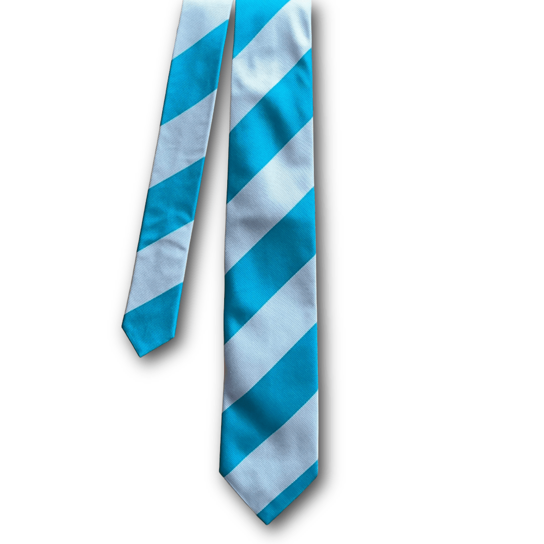 Regent - Woven Silk Tie - Turquoise and Silver Stripes - Regent TailoringRegent