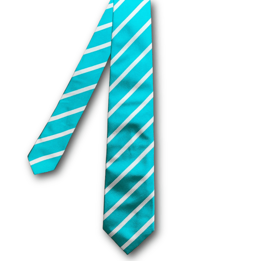 Regent - Woven Silk Tie - Turquoise with White Stripe - Regent Tailoring Salisbury