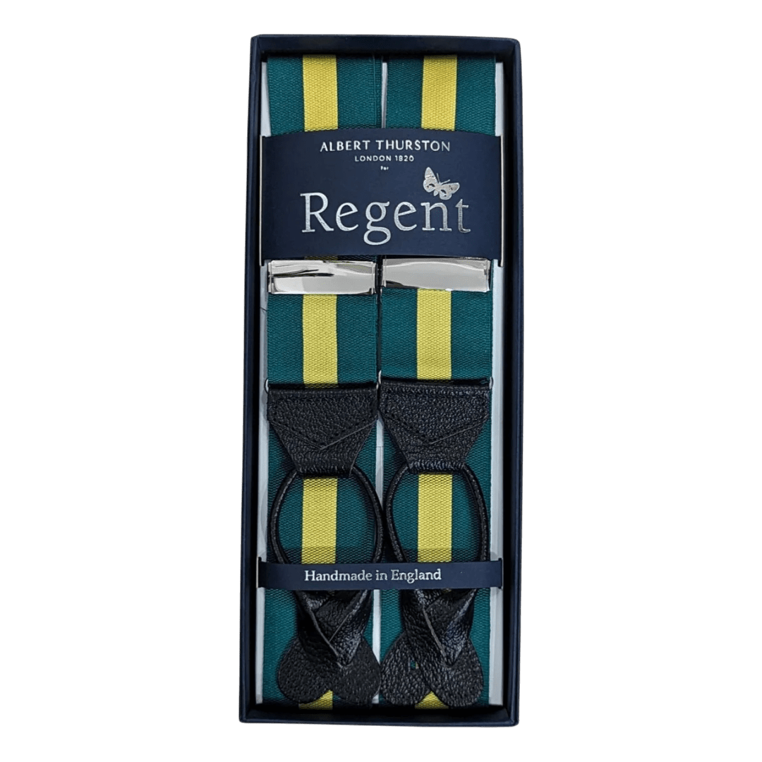 Regent x Albert Thurston - Braces - Green w/ Yellow Stripe - Regent Tailoring Salisbury