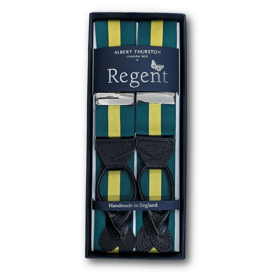 Regent x Albert Thurston - Braces - Green w/ Yellow Stripe - Regent Tailoring Salisbury