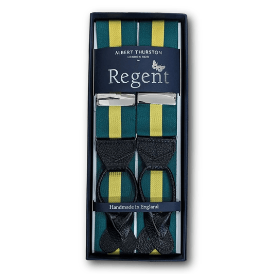 Regent x Albert Thurston - Braces - Green w/ Yellow Stripe - Regent TailoringAlbert Thurston