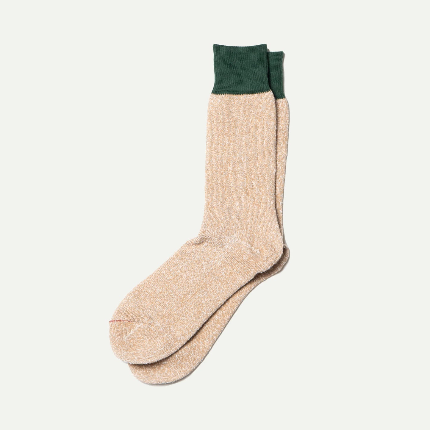 ROTOTO - Double Face Crew Socks - Dark Green / Beige