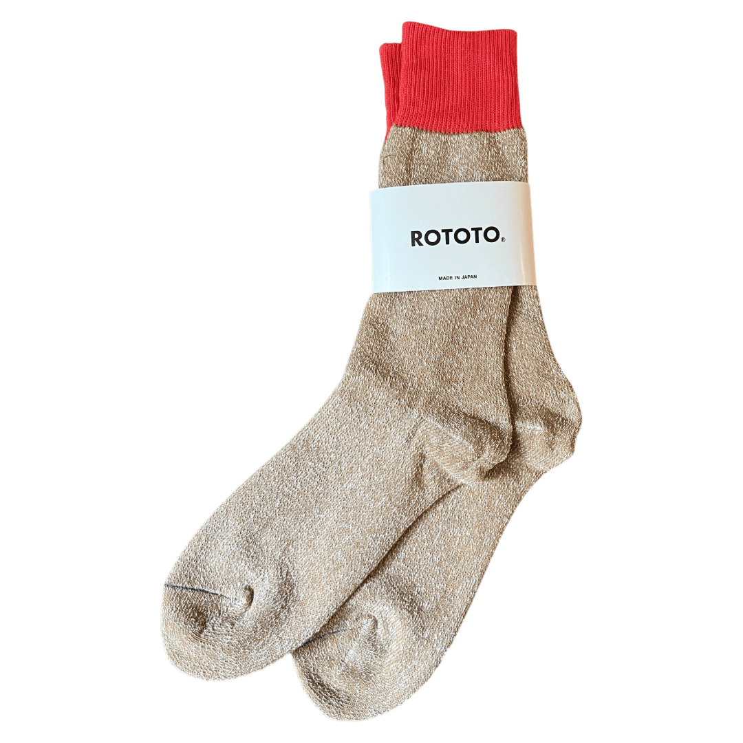 ROTOTO - Double Face Crew Socks- Bittersweet & Beige - Regent Tailoring Salisbury