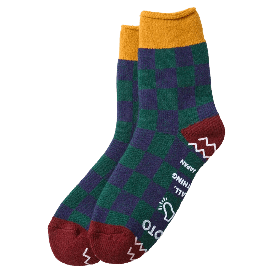 RoToTo - Pile Room Socks Checkerboard R1497 - Yellow/Maroon - Regent Tailoring Salisbury