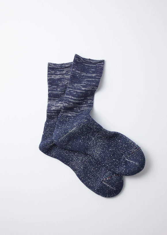 Navy, Cotton/Washi blend sock blended navy with white.