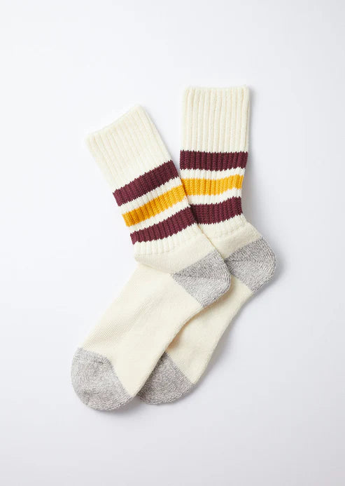 Bordeaux and yellow sport sock