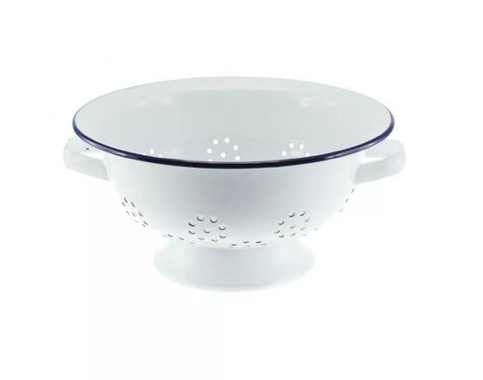 Falcon - Enamel Colander 24cm - White/Blue