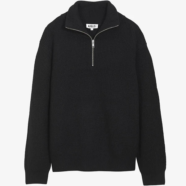 Black sweater with a half zipper, available at Regent Tailoring Salisbury UK