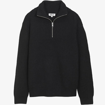 Black sweater with a half zipper, available at Regent Tailoring Salisbury UK