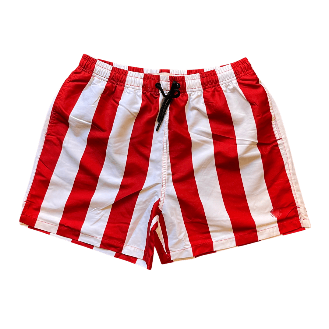 Thinking Mu - Clavel Striped Limpopo Swim Shorts - Red/White - Regent Tailoring Salisbury