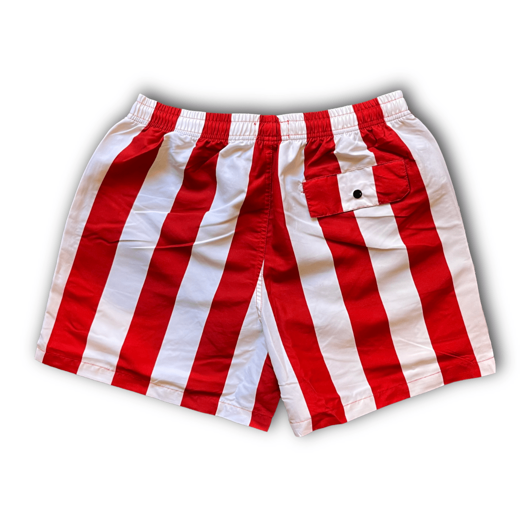 Thinking Mu - Clavel Striped Limpopo Swim Shorts - Red/White - Regent Tailoring Salisbury