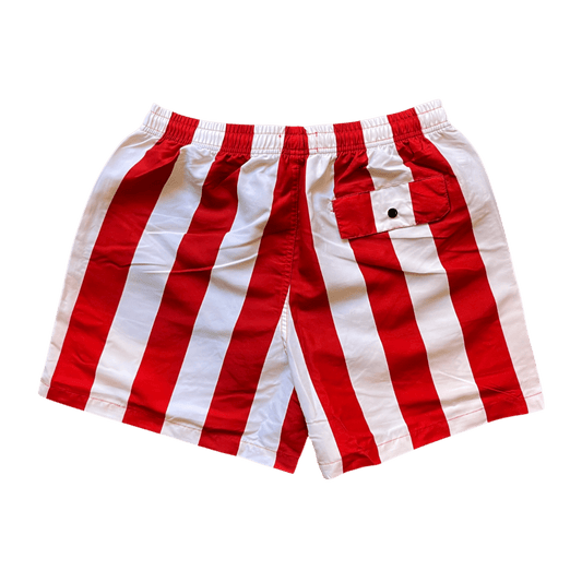 Thinking Mu - Clavel Striped Limpopo Swim Shorts - Red/White - Regent Tailoring Salisbury