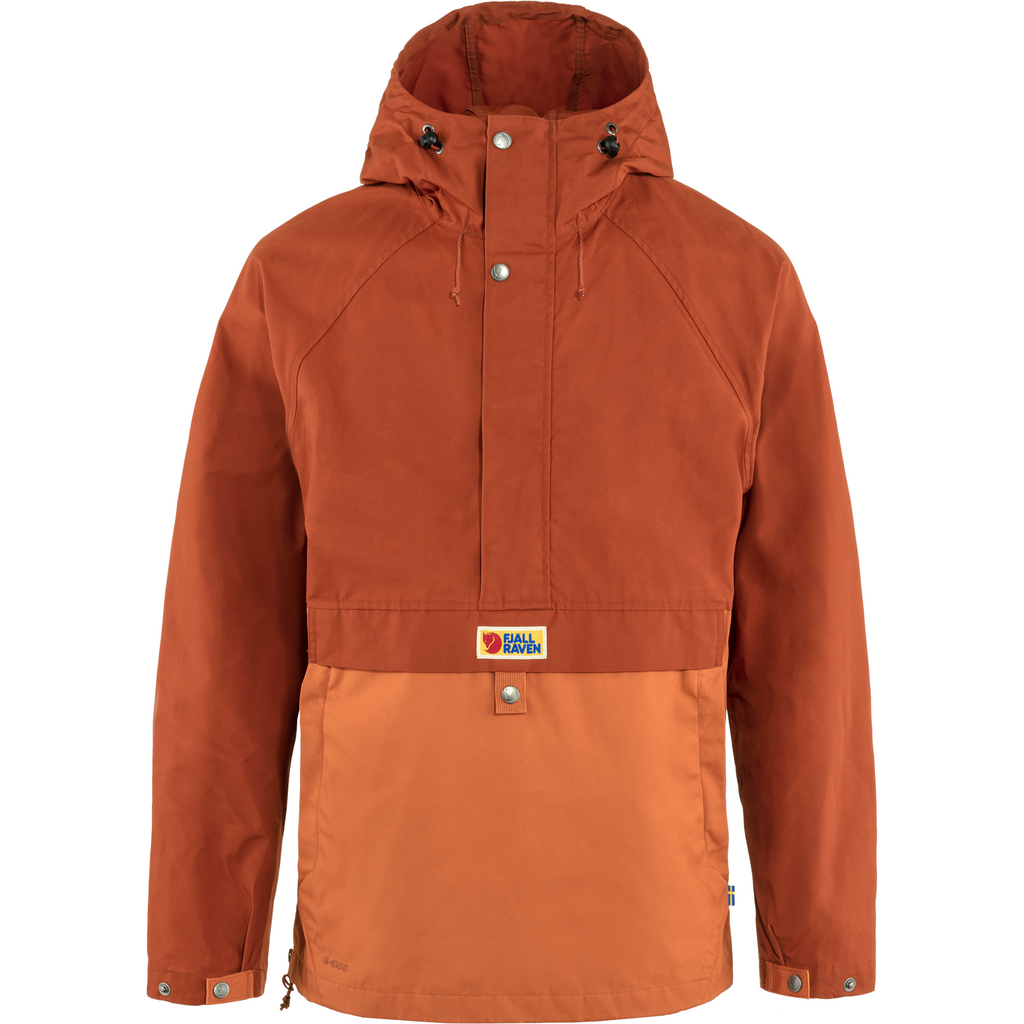 Anorak in Orange and Brown - Half zip - Hooded - Long Sleeve 