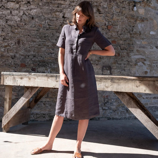 Bibico - Alexa Shirt Dress - Grey Linen