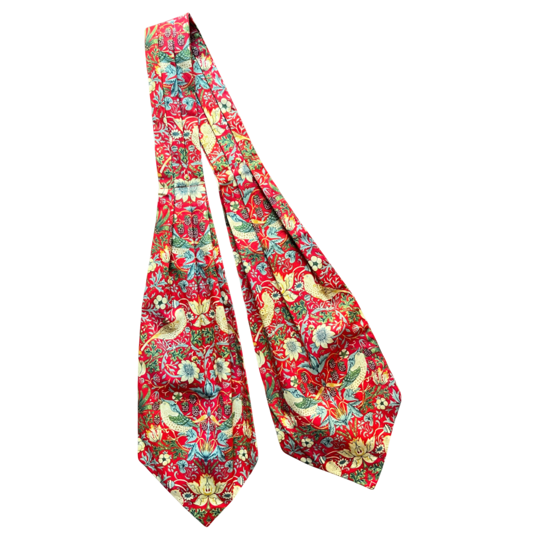 William Morris - Cotton Cravat - Strawberry Thief - Red - Regent Tailoring Salisbury