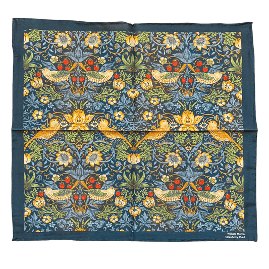 William Morris - Strawberry Thief Pocket Square – Navy - Regent Tailoring Salisbury