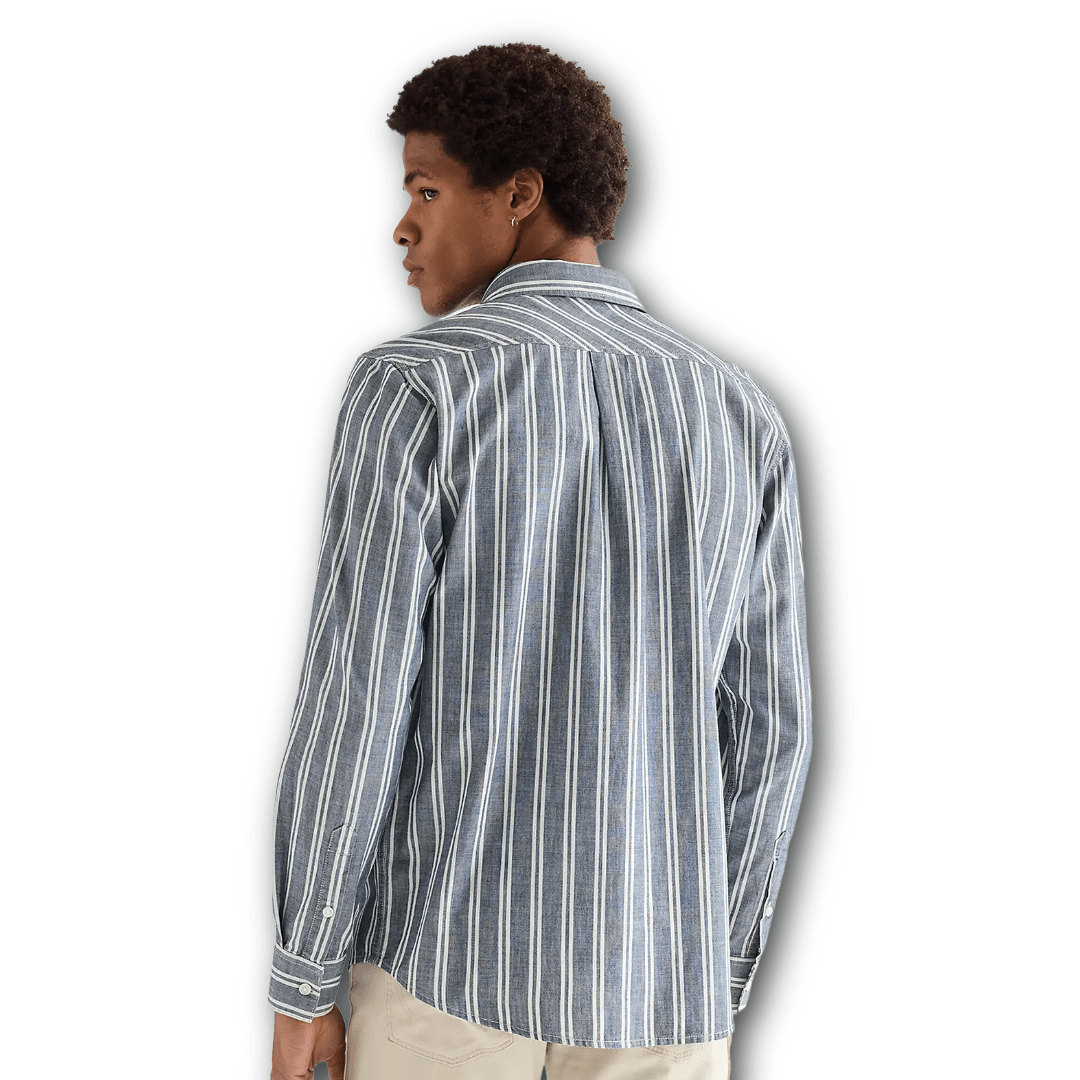 Wrangler - Chambray Shirt - Dark Stripes - Regent Tailoring Salisbury