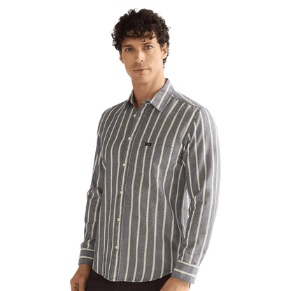Wrangler - Regular One Pocket Shirt - Dark Sapphire Stripe - Regent Tailoring Salisbury