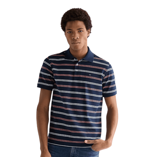 Wrangler - Regular Stripe Polo Shirt - Navy - Regent Tailoring Salisbury