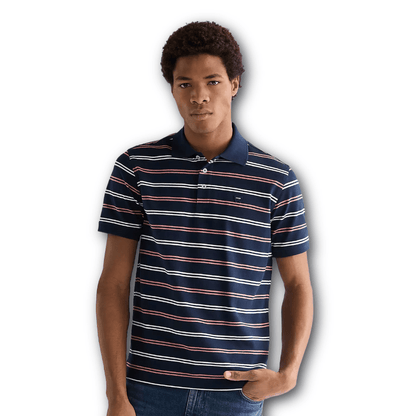 Wrangler - Regular Stripe Polo Shirt - Navy - Regent Tailoring Salisbury