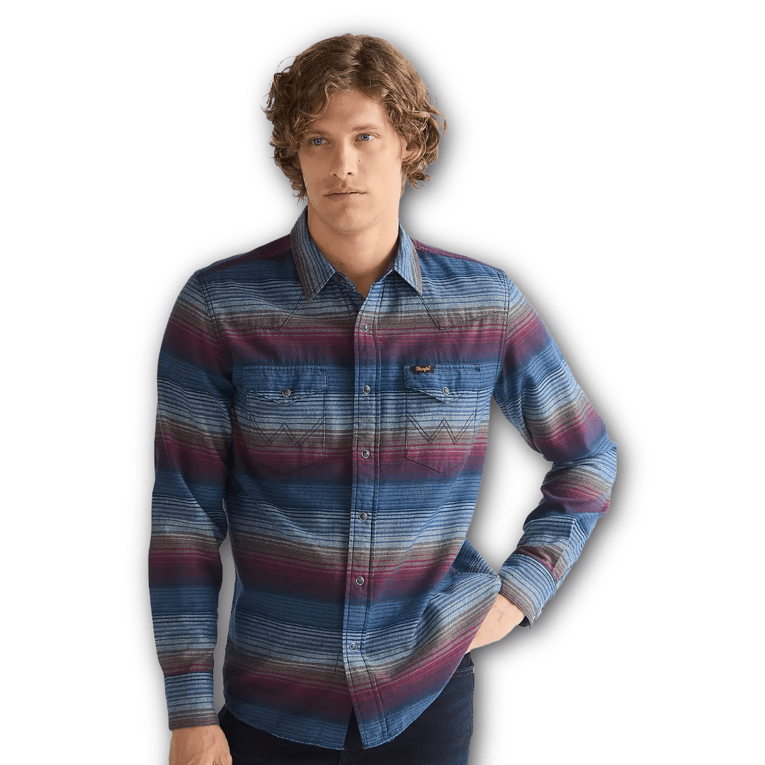 Wrangler - Regular Western Shirt - Dark Americana - striped - Regent Tailoring Salisbury