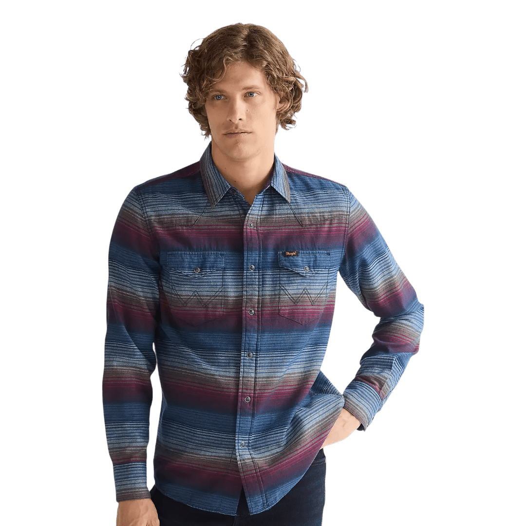Wrangler - Regular Western Shirt - Dark Americana - striped - Regent Tailoring Salisbury
