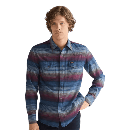 Wrangler - Regular Western Shirt - Dark Americana - striped - Regent Tailoring Salisbury
