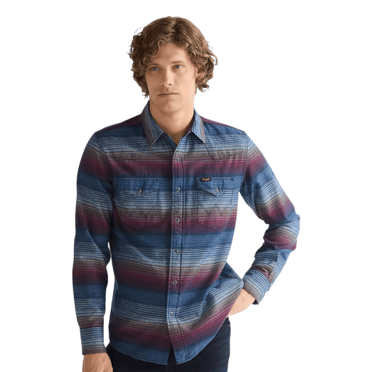 Wrangler - Regular Western Shirt - Dark Americana - striped - Regent Tailoring Salisbury