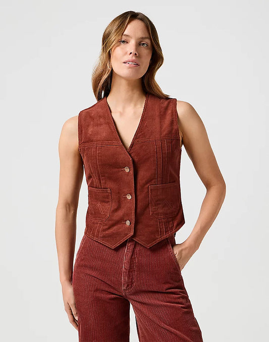 Wrangler Cord Vest, 3 Button, Brown.