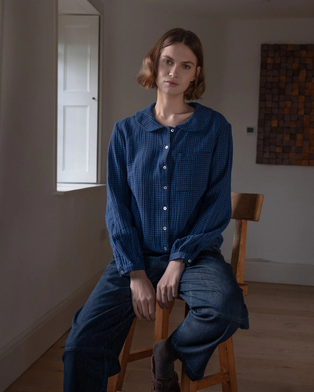 Bibico - Jolene Casual Shirt - Petrol Check Blue