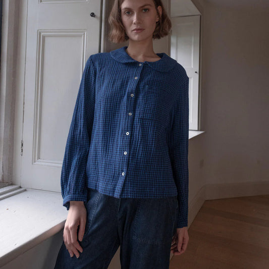 Bibico - Jolene Casual Shirt - Petrol Check Blue