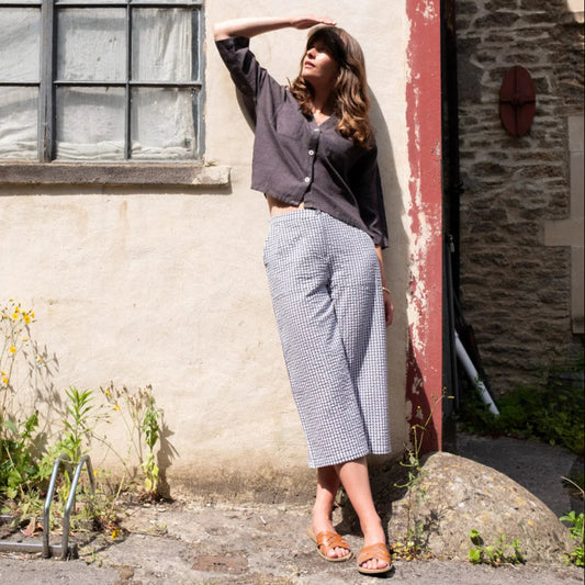 Gingham Check wide leg trousers
