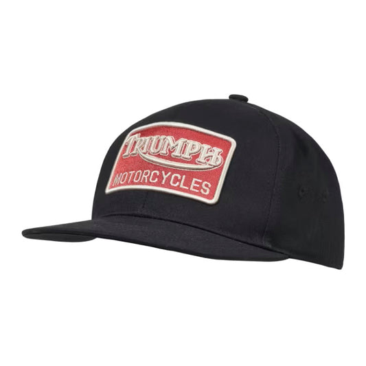 Triumph logo black 6 panel cap with a firm peak