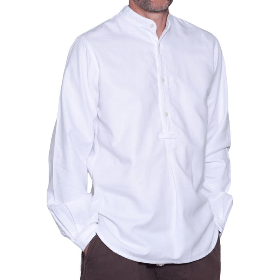 Yarmouth Oilskins - The Admiralty Shirt - Grandad collar - Cotton - White - Regent Tailoring Salisbury