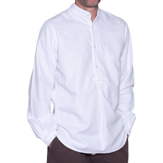 Yarmouth Oilskins - The Admiralty Shirt - Grandad collar - Cotton - White - Regent Tailoring Salisbury
