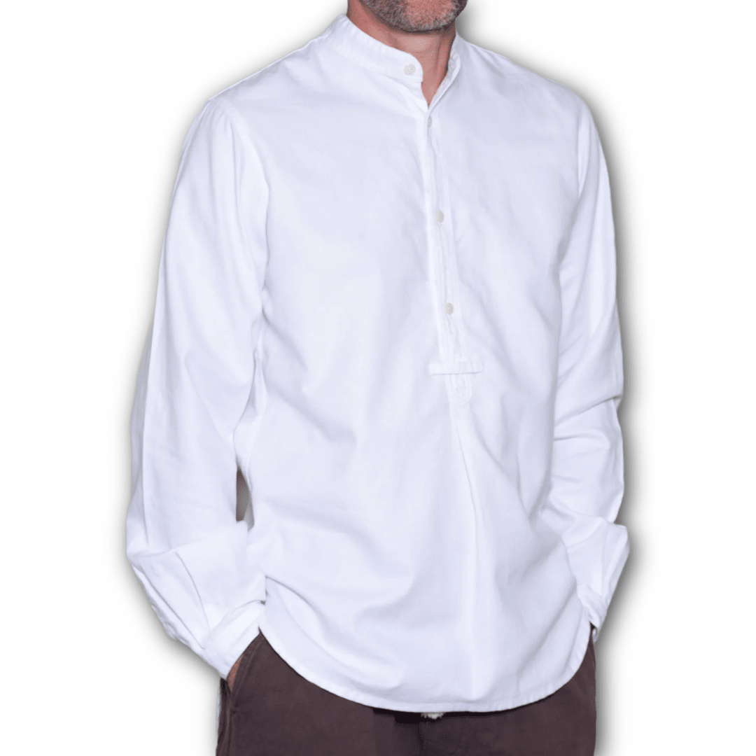Yarmouth Oilskins - The Admiralty Shirt - Grandad collar - Cotton - White - Regent TailoringYarmouth Oilskins