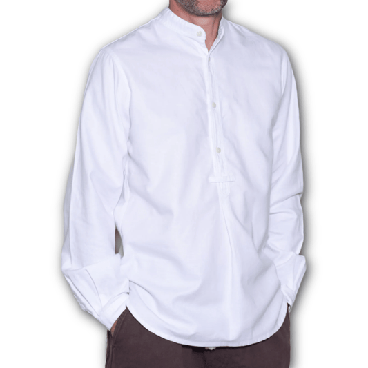 Yarmouth Oilskins - The Admiralty Shirt - Grandad collar - Cotton - White - Regent Tailoring Salisbury