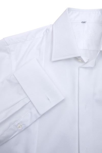 Regent - Dinner/ Evening Shirt - White Twill with Marcella Detail