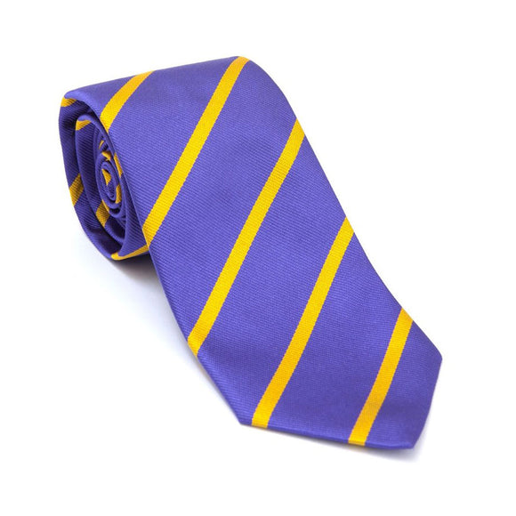 Regent - Woven Silk Tie - Purple with Yellow Stripe - Regent Tailoring