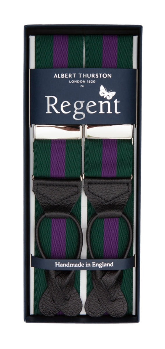 Regent x Albert Thurston - Braces - Racing Green w/ Purple Stripe - Regent Tailoring