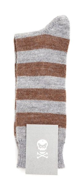 Regent Alpaca Socks - Grey / Oat Brown