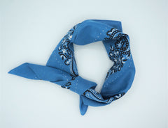 Regent - Cotton Hanky - Bandana - Petrol Blue Large Paisley