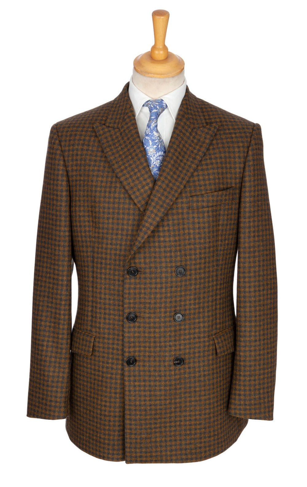 Double-breasted six-button jacket-coat-blazer hybrid made with luxury Scottish wool cloth and designed exclusively by Regent. 