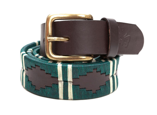Regent - Polo Belt - Embroidered - Leather - Green - Regent Tailoring