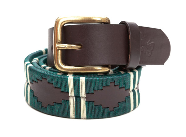 Regent - Polo Belt - Embroidered - Leather - Green