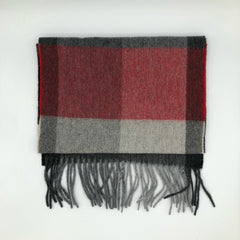 Regent - Scarf - Cashmere & Wool - Red & Charcoal Big Check