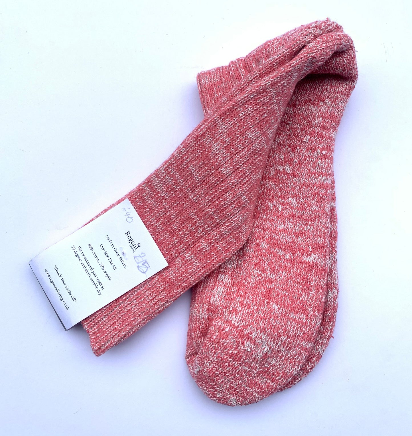 Regent - Padded Socks - Marled Cotton - Marled Pink