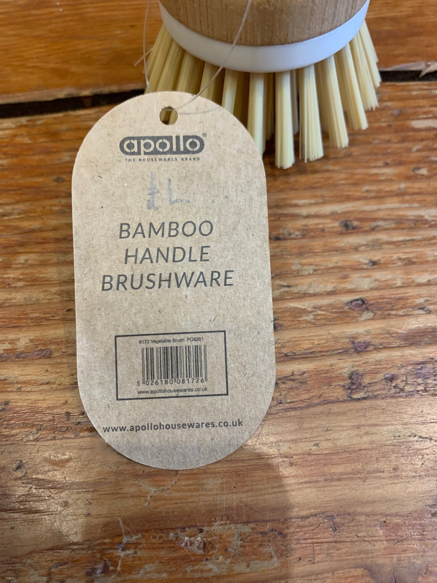 Washing up brush bamboo handle