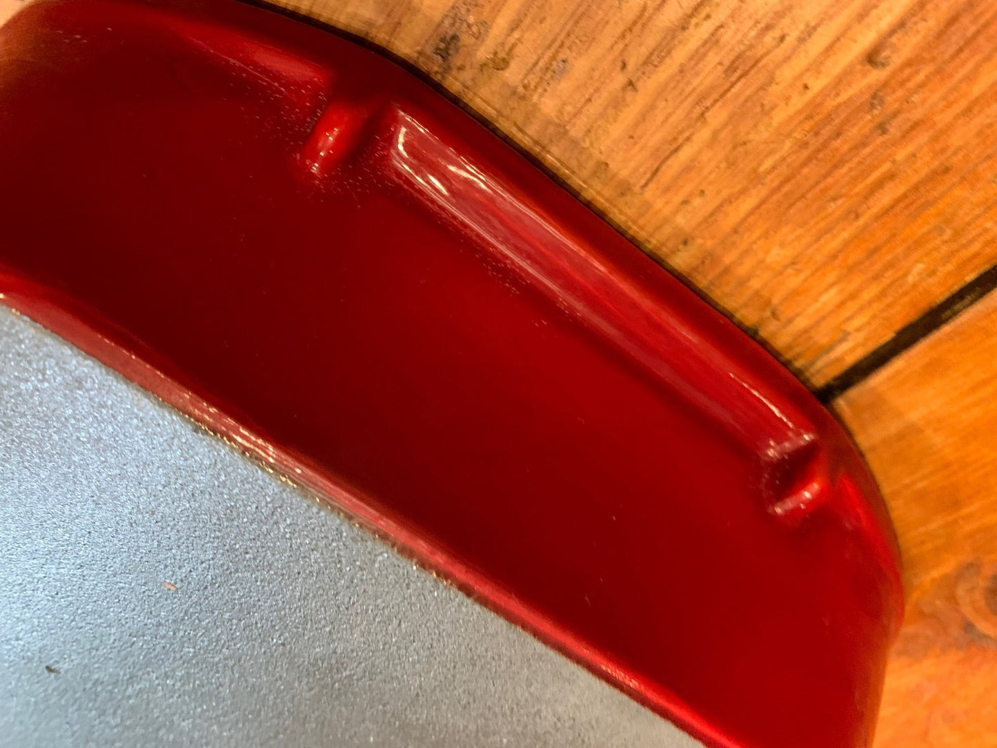 Red cast iron oven dish 